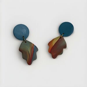 Handmade Polymer Clay Statement Earrings Stainless Steel Unique Organic Designs